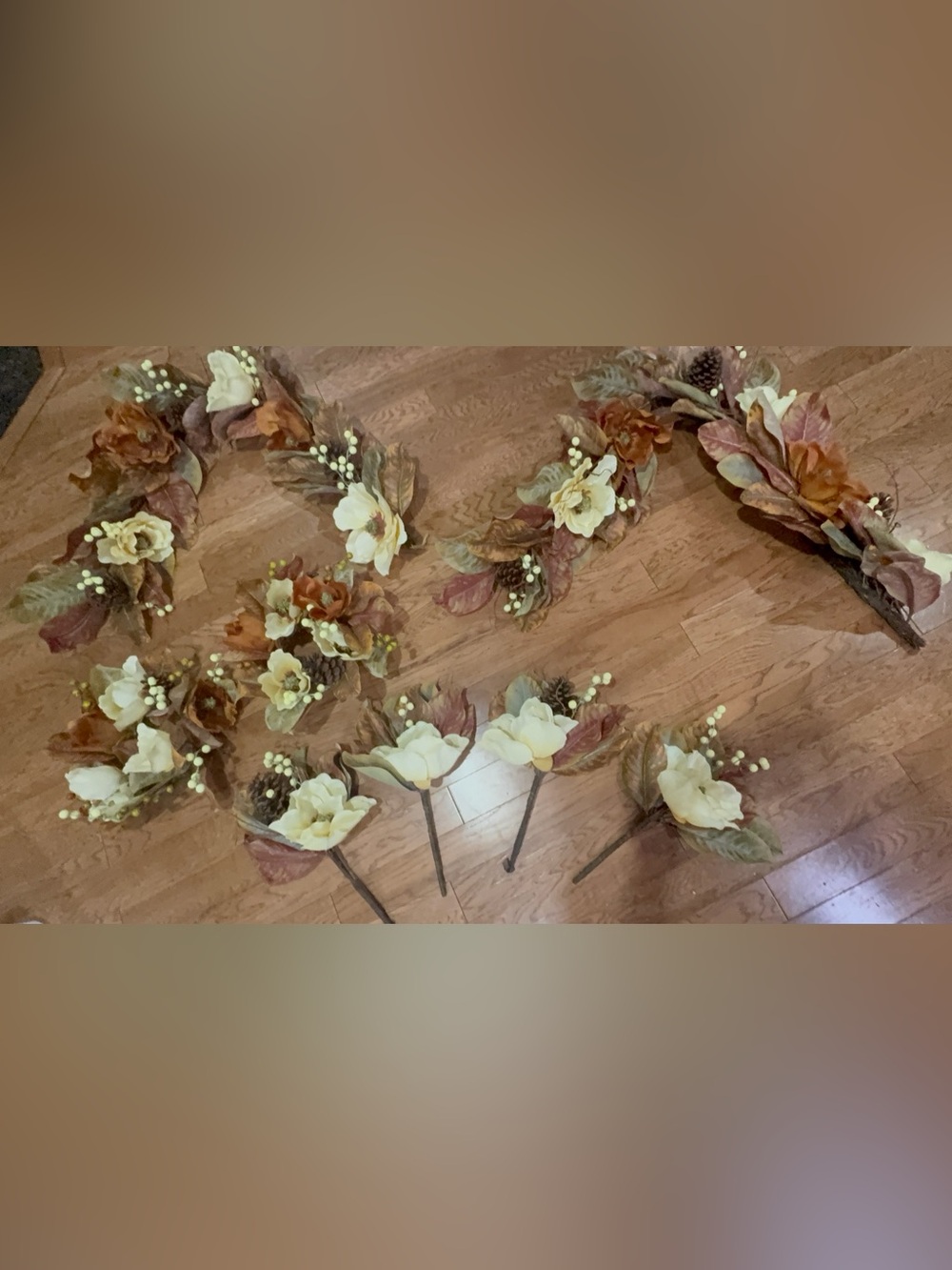 Valerie Parr Hill Fall Harvest Magnolia Garland Swag & Picks Set NWOT